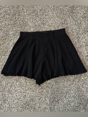 Free People Beach Black Waffle Lounge Shorts Ruffle Trim Criss Cross Adjustable